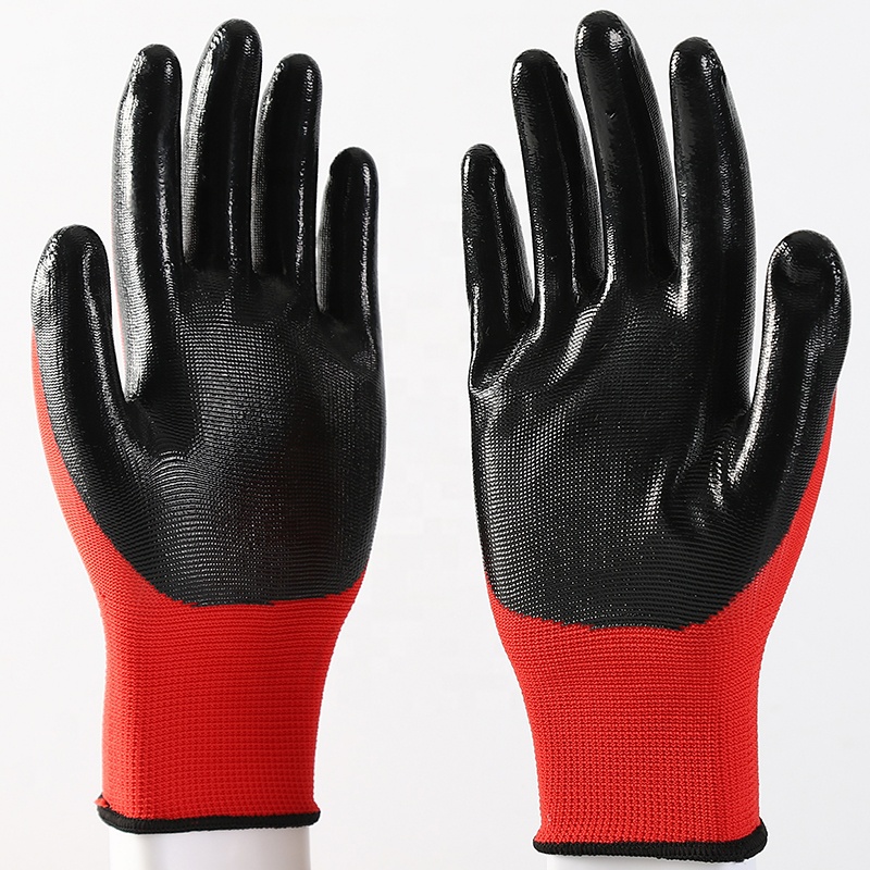 Top Sale 13Gauge Polyester Liner Nitrile Smooth Coated Work Gloves For Construction
