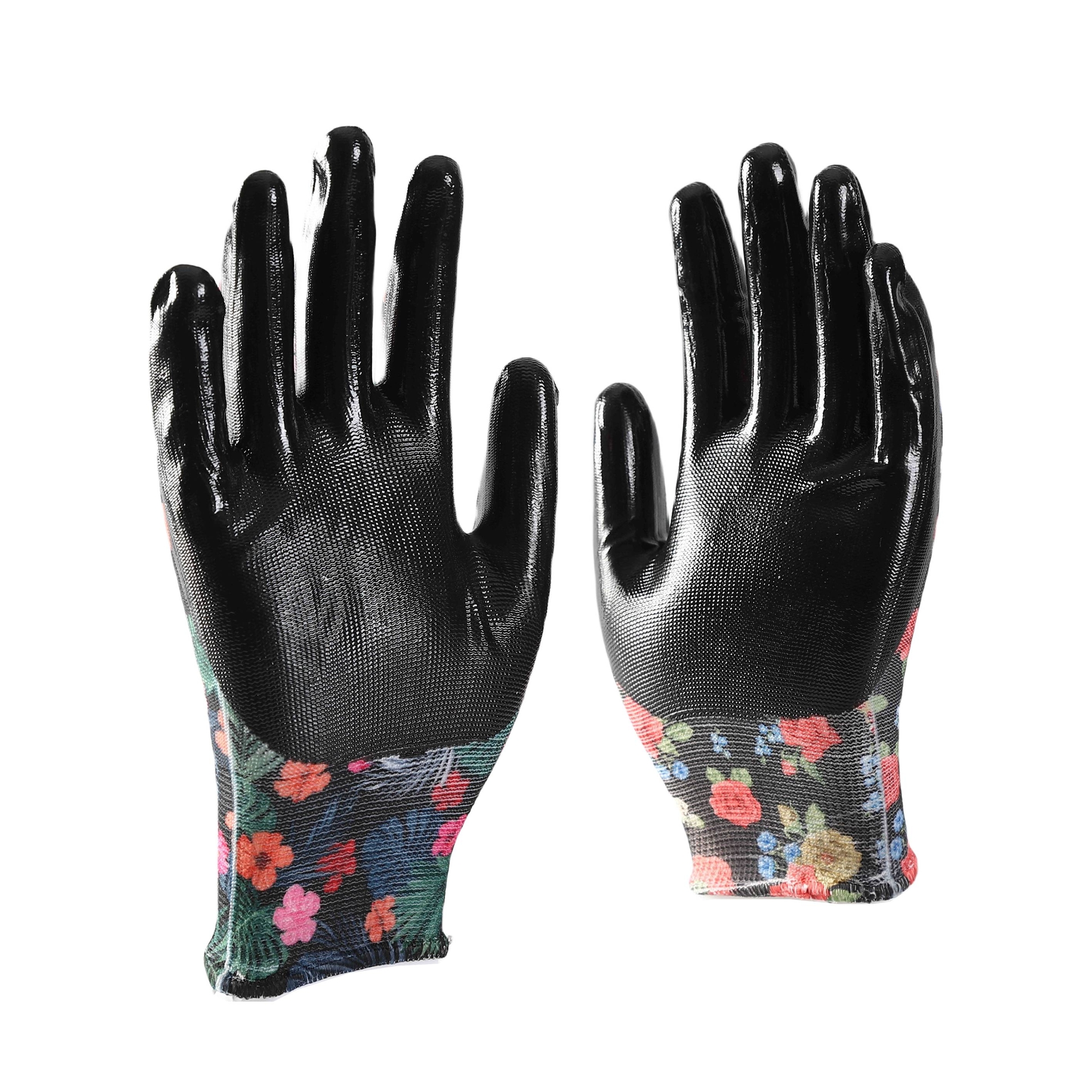                Printing polyester with black nitrile coating gloves            