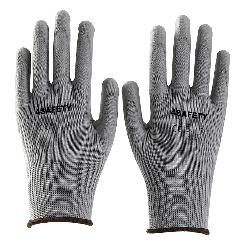 Pu Coated Work Gloves For General Purpose High Quality Polyester PU Safety Gloves Custom Logo Safety Working Gloves