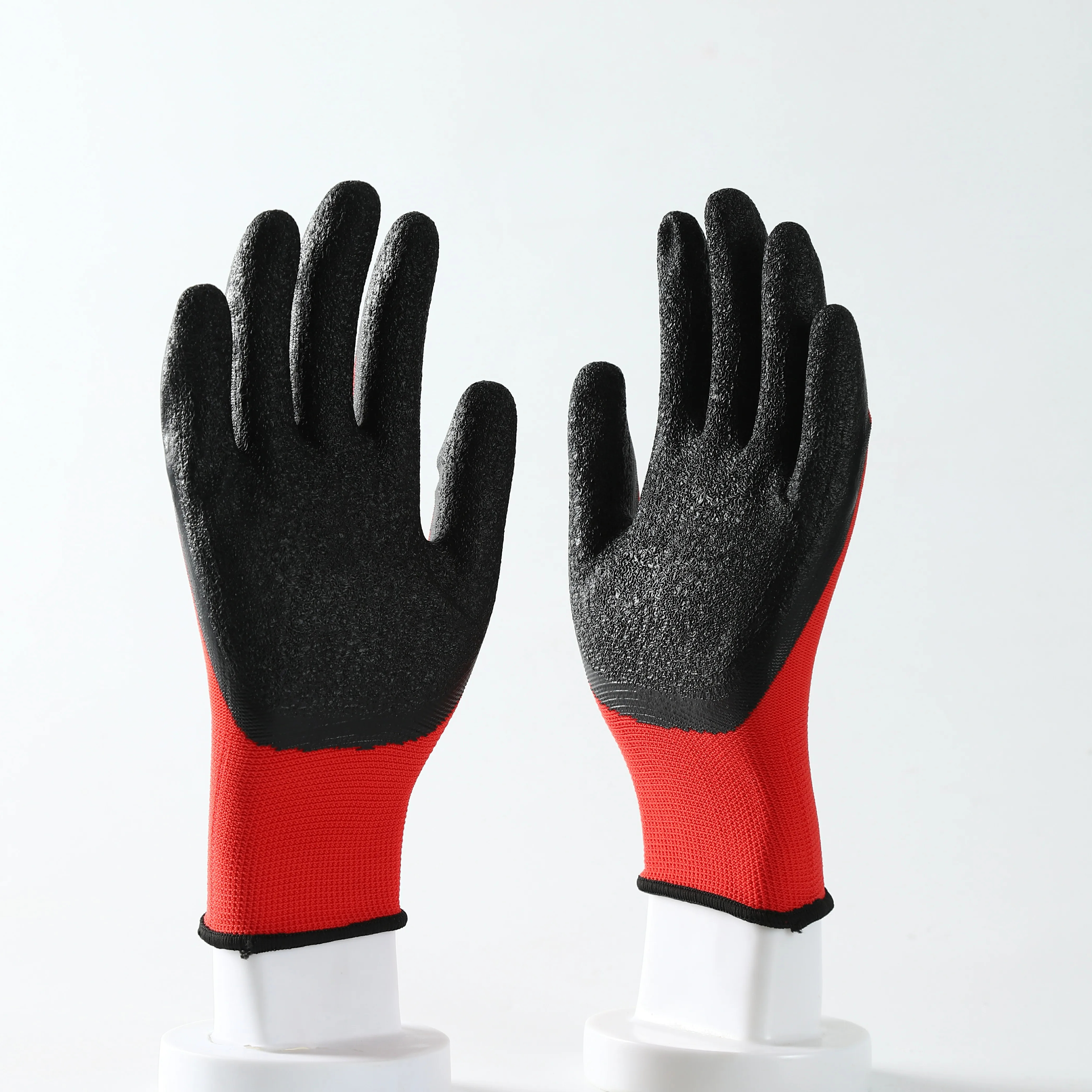 OEM 13G Polyester Gloves Coated with Latex crinkle Industrial Labor Protection anti-slip Gloves