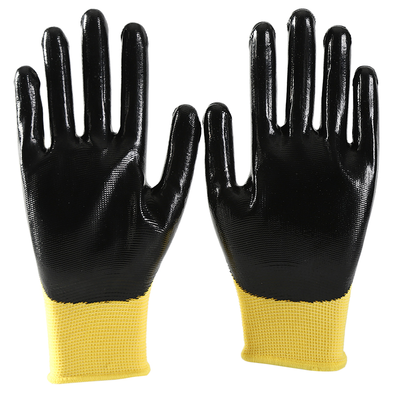 OEM Nitrile Gloves Polyester Shell Nitrile Coated Construction Industrial Safety Work Gloves