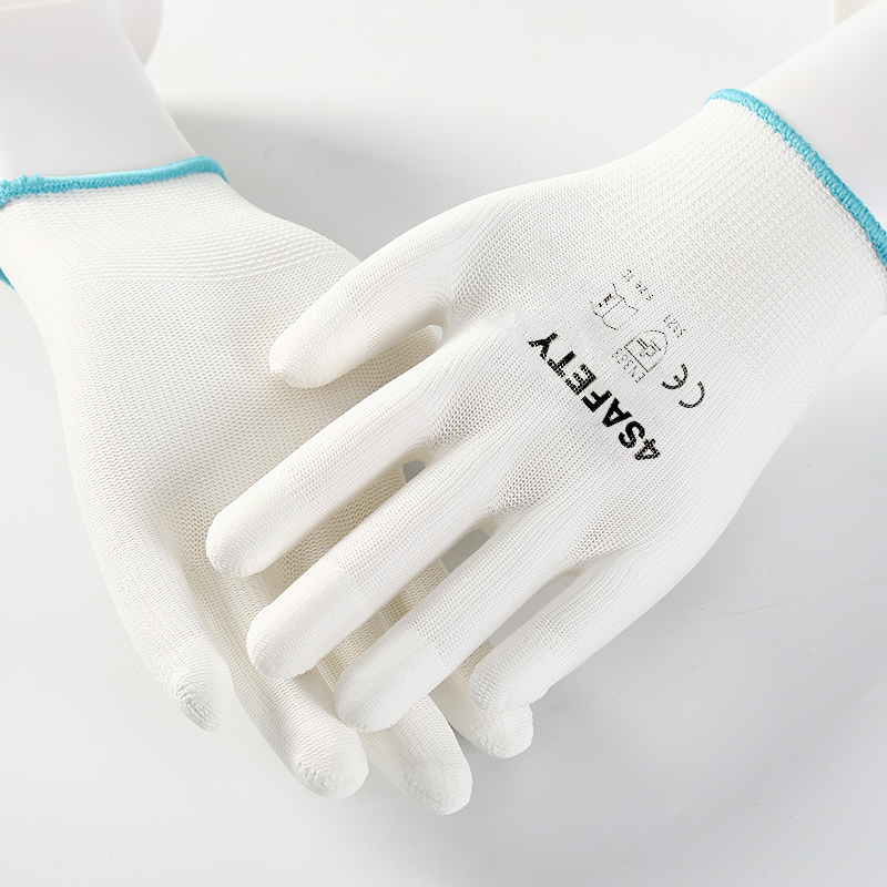 PU coated finger dipping polyester gloves