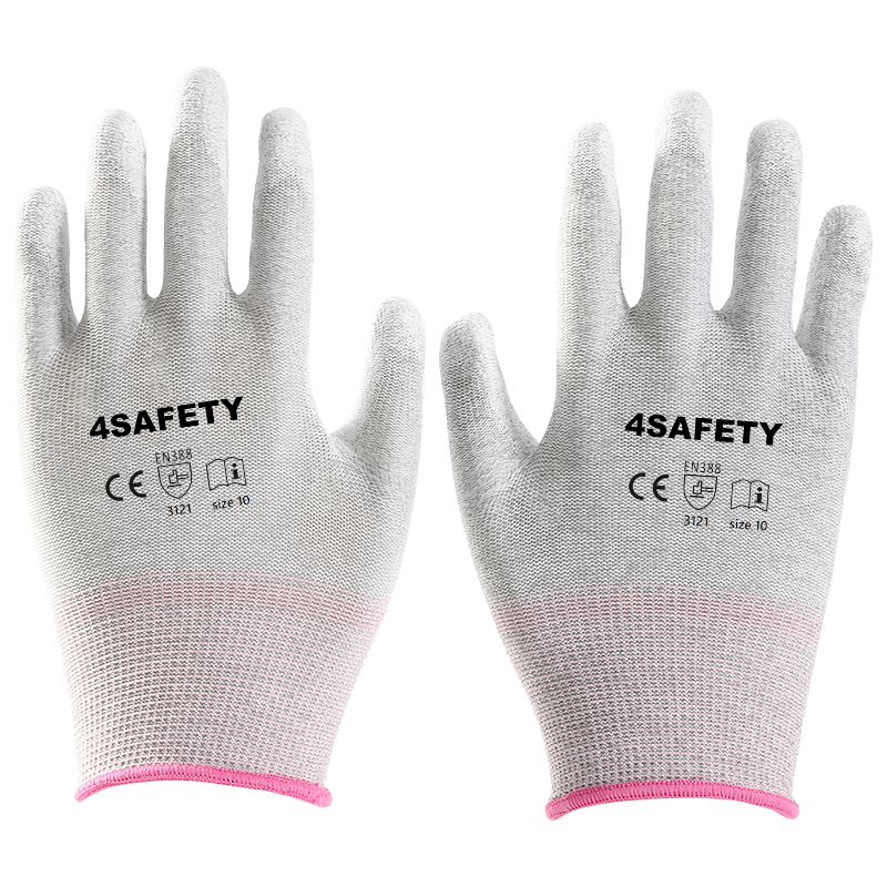Polyester Shell Nitrile Coated ESD Industrial Safety Work Gloves
