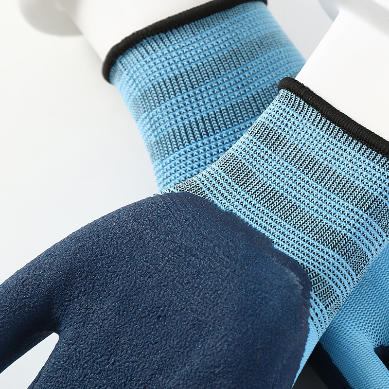 Blue Foam Latex Coated Gloves