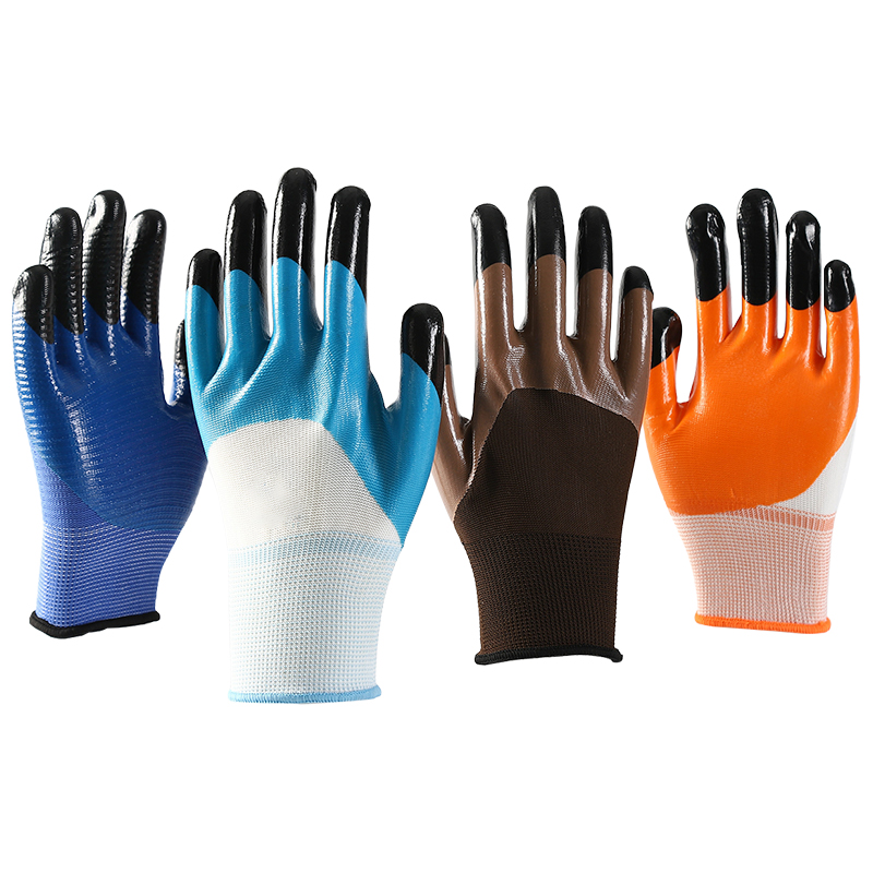 Wholesale Factory Price Safety Nitrile Half Coated Work Gloves For Industrial