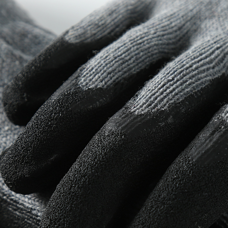                 Gray cotton  with black latex crinkle coating gloves            