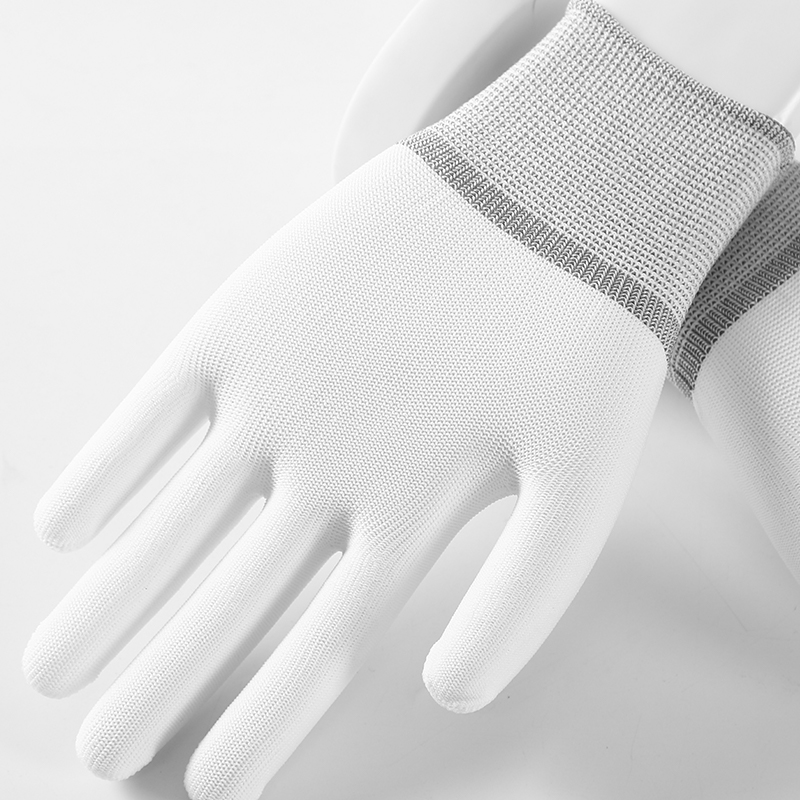 White Polyester 13 Gauge Palm Work Gloves For Construction