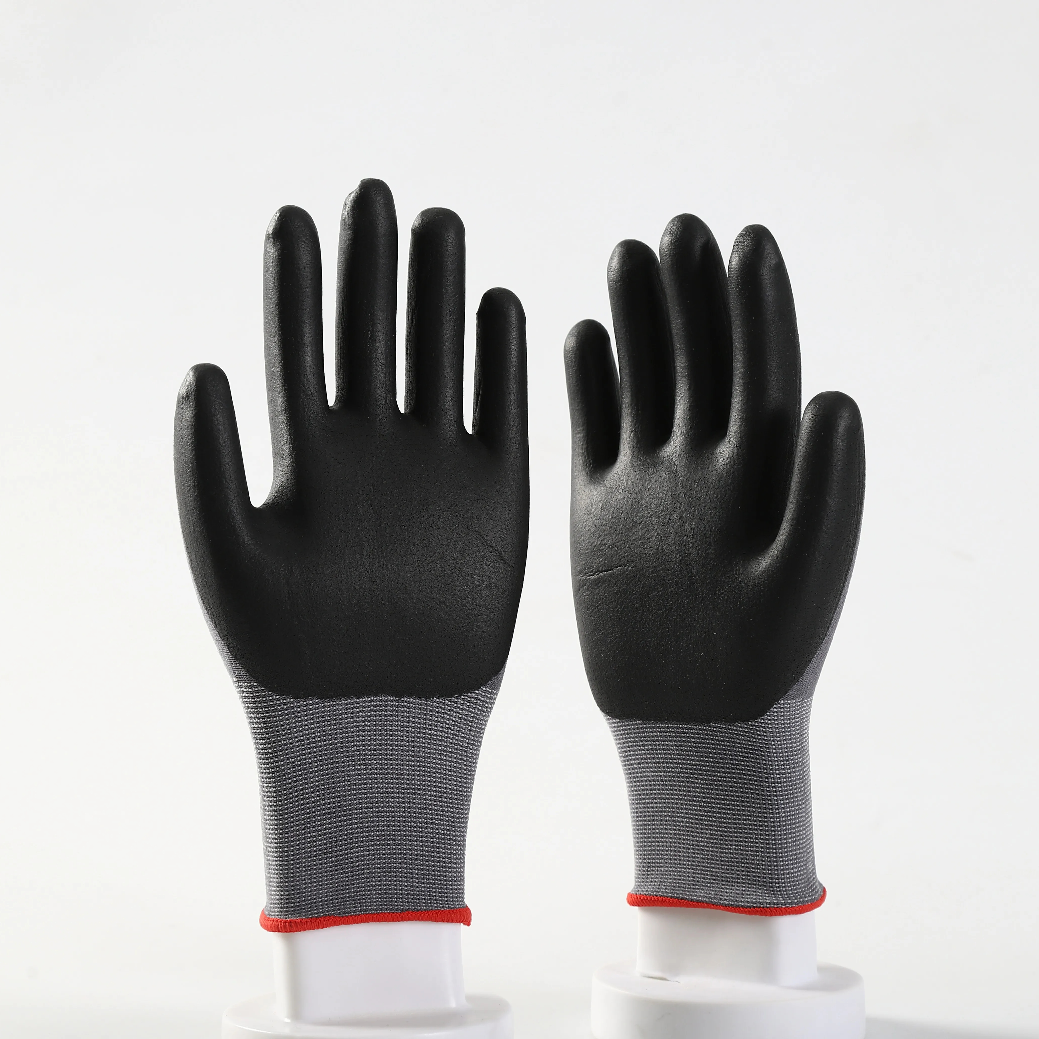 13G polyester Safety Oil Proof Waterproof Nitrile foam Coated work Gloves anti-impact