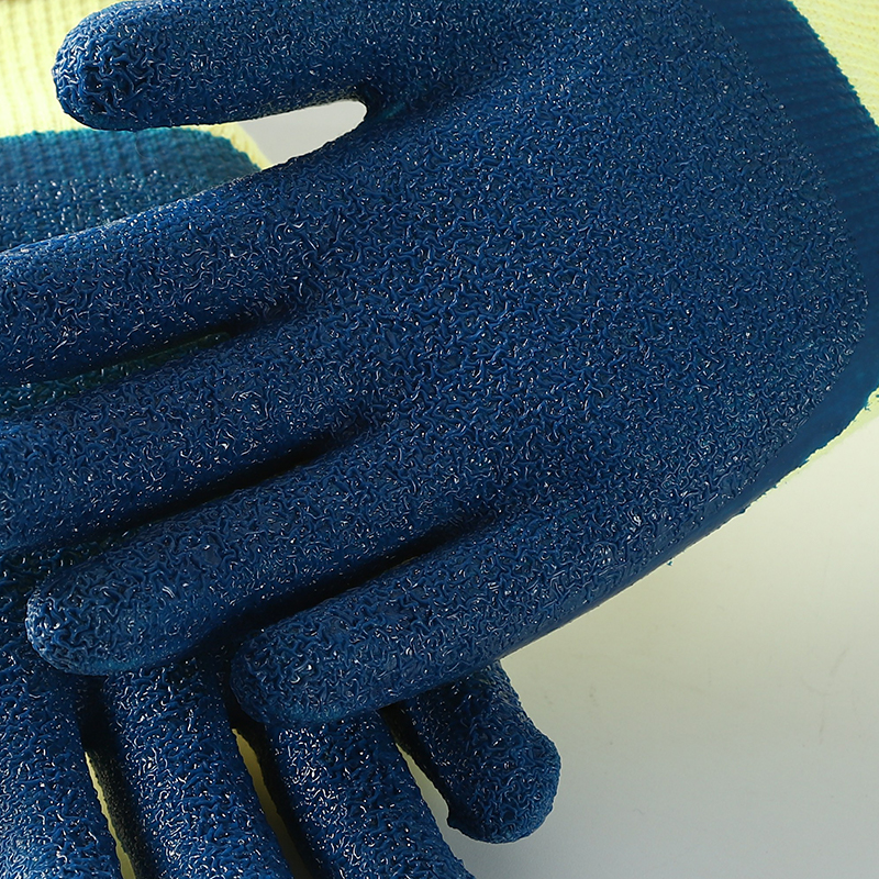 OEM 10 Gauge Cotton Liner Dipped Latex Coated Crinkle Work Safety Gloves For Construction