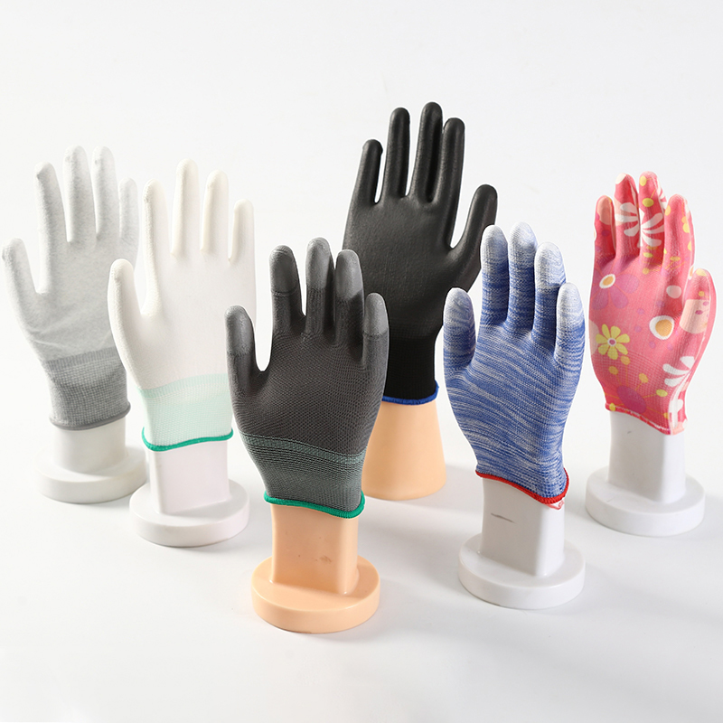  Factory Cheap Price 13 Gauge Polyester Polyurethane Pu Palm Coated Work Safety Gloves