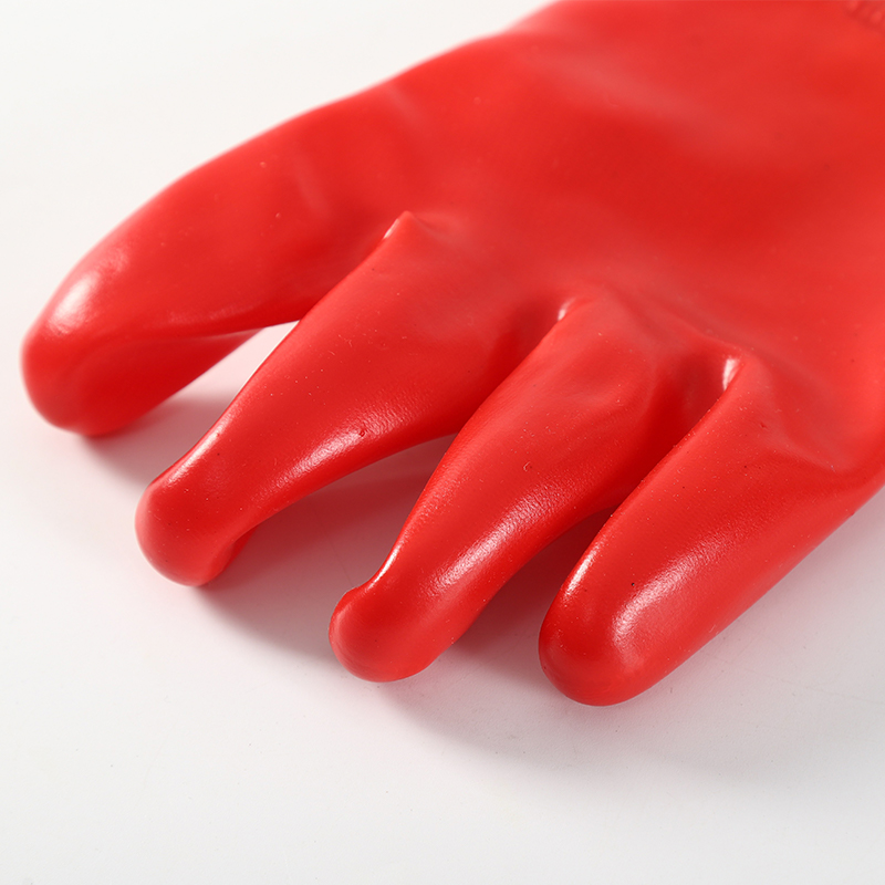 OEM 4Safety Cotton Knit Wrist Interlock Red PVC Coated Smooth Finish Gloves/Working Gloves