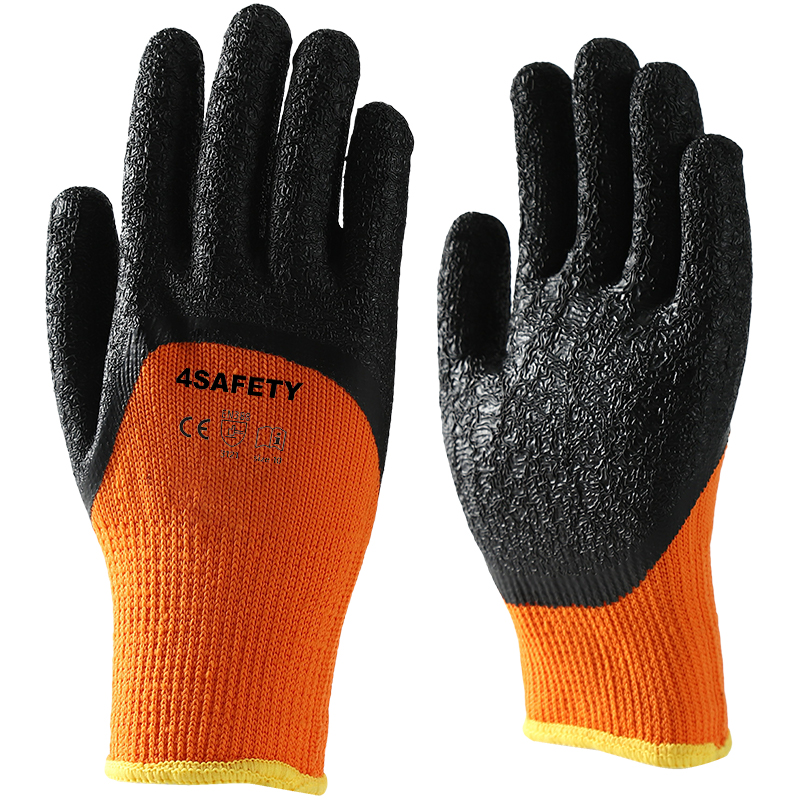 New Design Custom Crinkle Latex Coated Thermal Gloves Work Safety Gloves