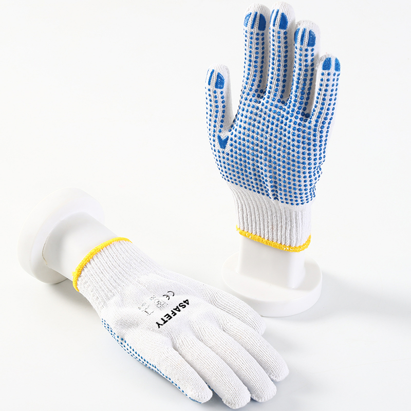 Custom Logo Anti-Slip PVC Protective Work Gloves Cotton Pvc Dotted Gloves Safety Labor Gloves