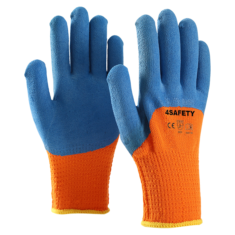 Blue Latex Coated Thermal Cold Use Winter Work Hand Protection Gloves