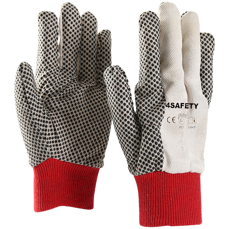 Men Industrial Grip Heavy Duty Wholesale PVC Dotted Garden Canvas Working Gloves