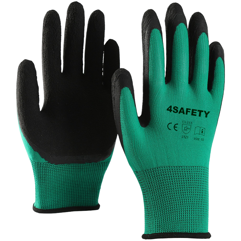 Protective Hand Approved CE Foam Latex Coated Safety Works Industrial Anti Static Fabric Work Gloves