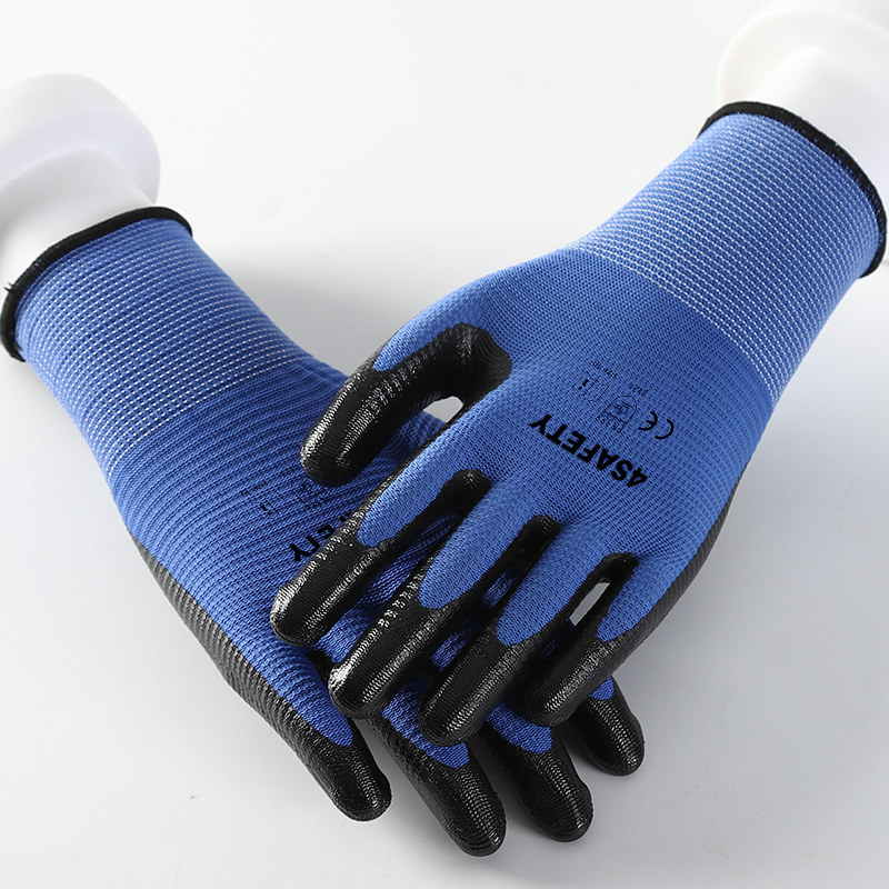 13G Labor Chemical Protection Acid And Alkali Resistant Hand Work Industrial Safety Nitrile Coated Work Gloves