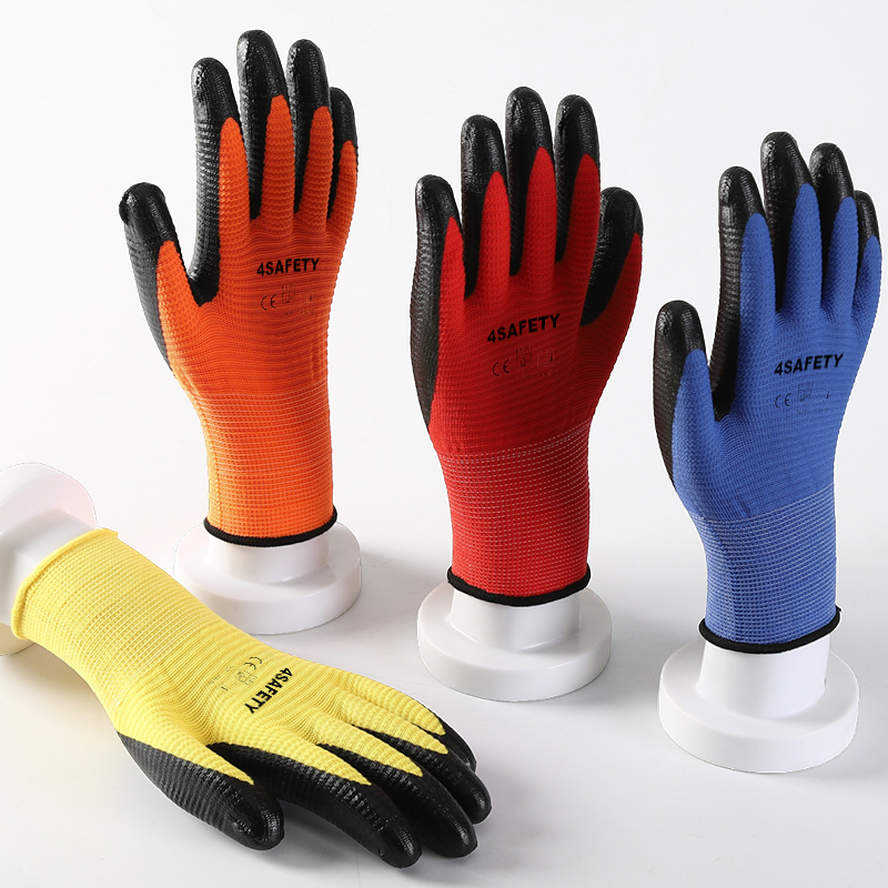 4Safety Work Gloves Personal Protective Equipment Nitrile Palm Coated Work Safety Gloves
