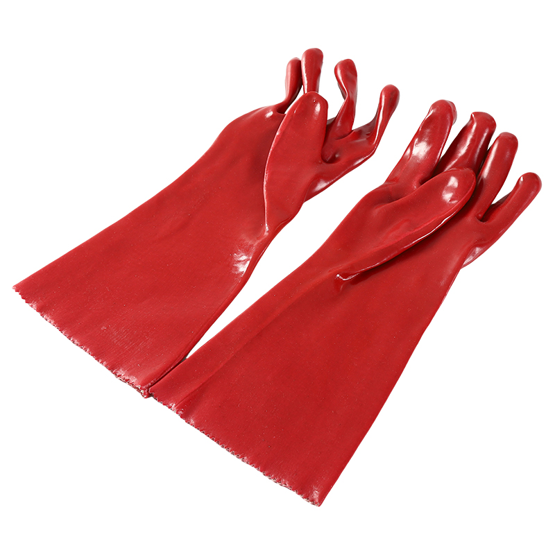 Alkali Resistant Waterproof Coated Working Pvc Gloves With Long Cuff